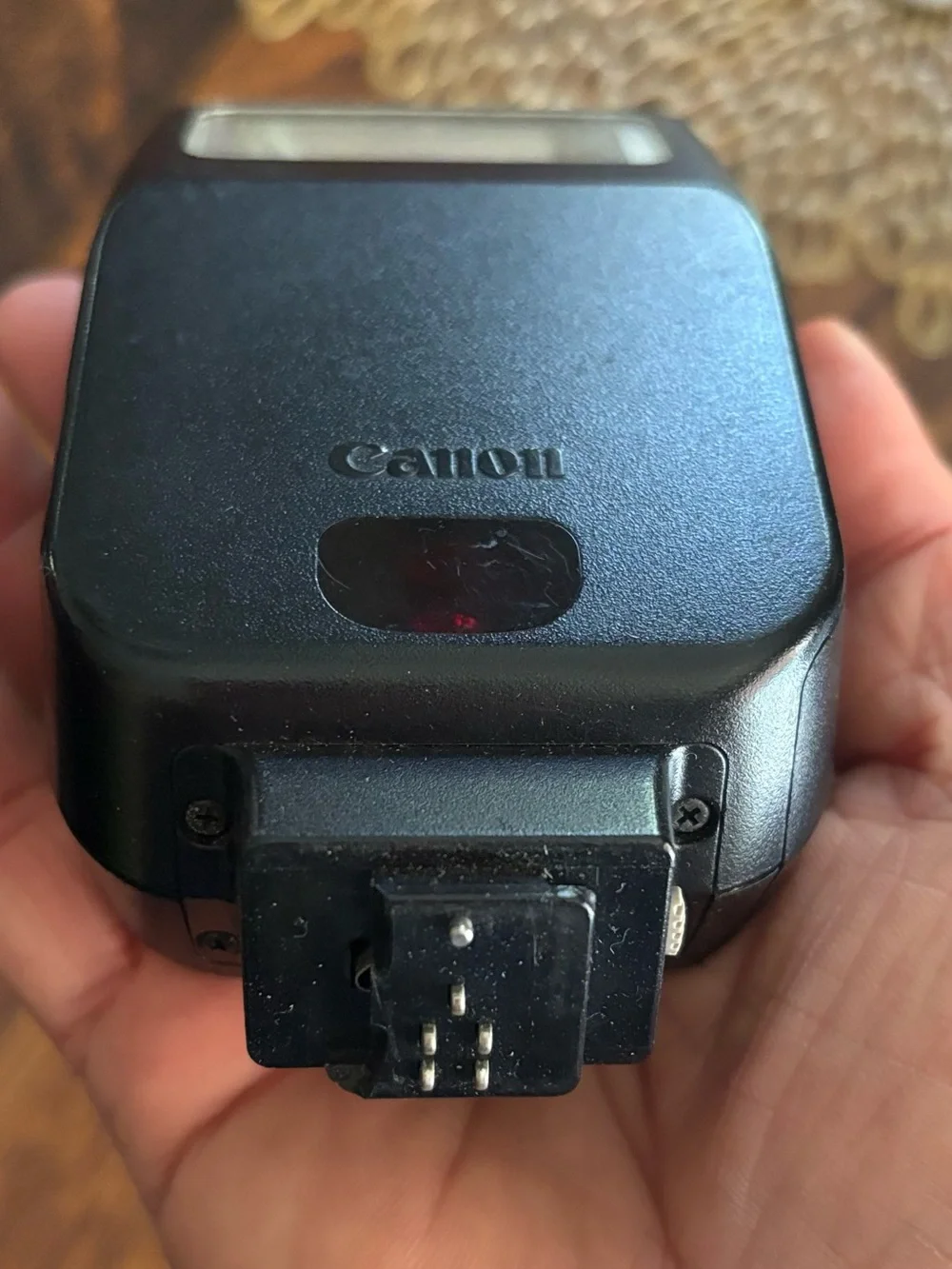Canon external electronic flash speedlite 200E with black snap case Japan
